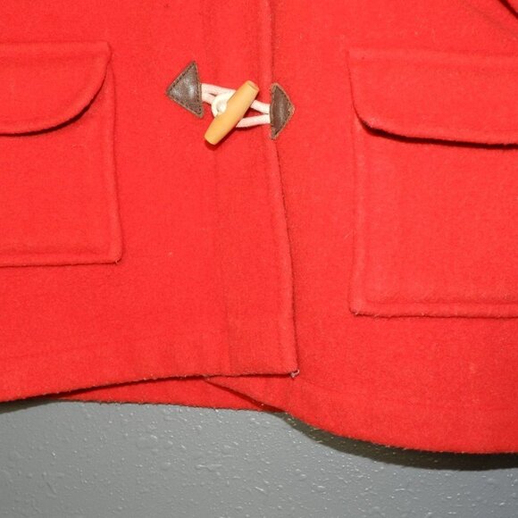 Les Petits Girls Red Button Down France Hooded Coat Size 15 Inch Pit To Pit - Picture 2 of 9